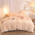 4-pcs solid plush shaggy fur comforter bedding sets